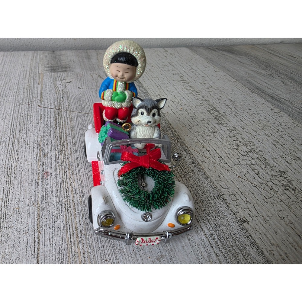 carlton north pole bust Eskimo‎ friends husky car mush ornament Xmas car tree